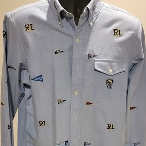 Blue Polo Ralph Lauren men's Large Flag Pennant shirt